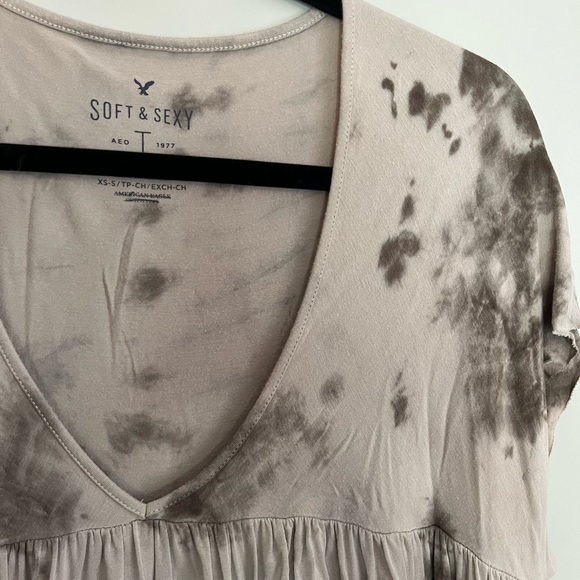 American Eagle - Grey Loose Flowy T-Shirt - X-Small - Picture 3 of 3